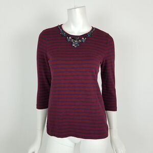 J. Crew Striped Necklace Tee Size XS Red & Blue